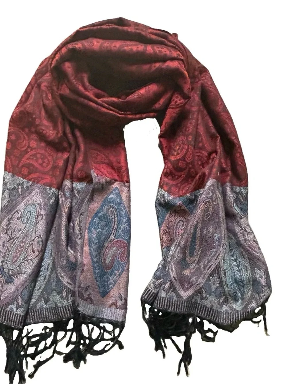 Women’s Pashmina Red Paisley Winter Scarf
